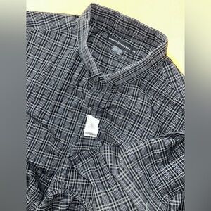 French Connection Black/Gray Plaid Men's Shirt